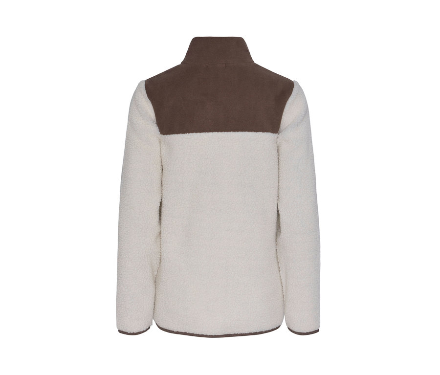 Beige-braune Teddy-Jacke von hinten.