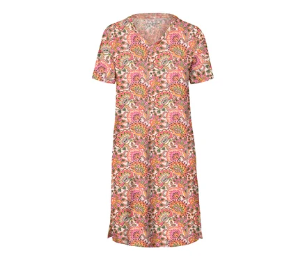 Nachthemd mit kurzen Ärmeln und Blumenmuster.