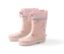 Rosa Gummistiefel mit Einhornmotiv.
