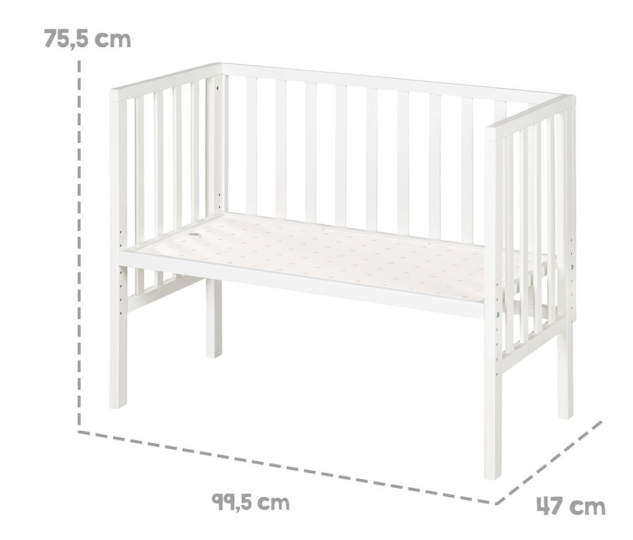 Weißes roba 2-in-1-Beistellbett »safe asleep®«.