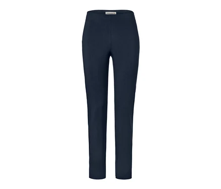 Dunkelblaue Stretchhose.