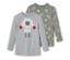 2 Langarmshirts, Outerspace - 1x grau meliert mit Astronauten-Applikation, 1x khaki mit Outerspace-Alloverprint