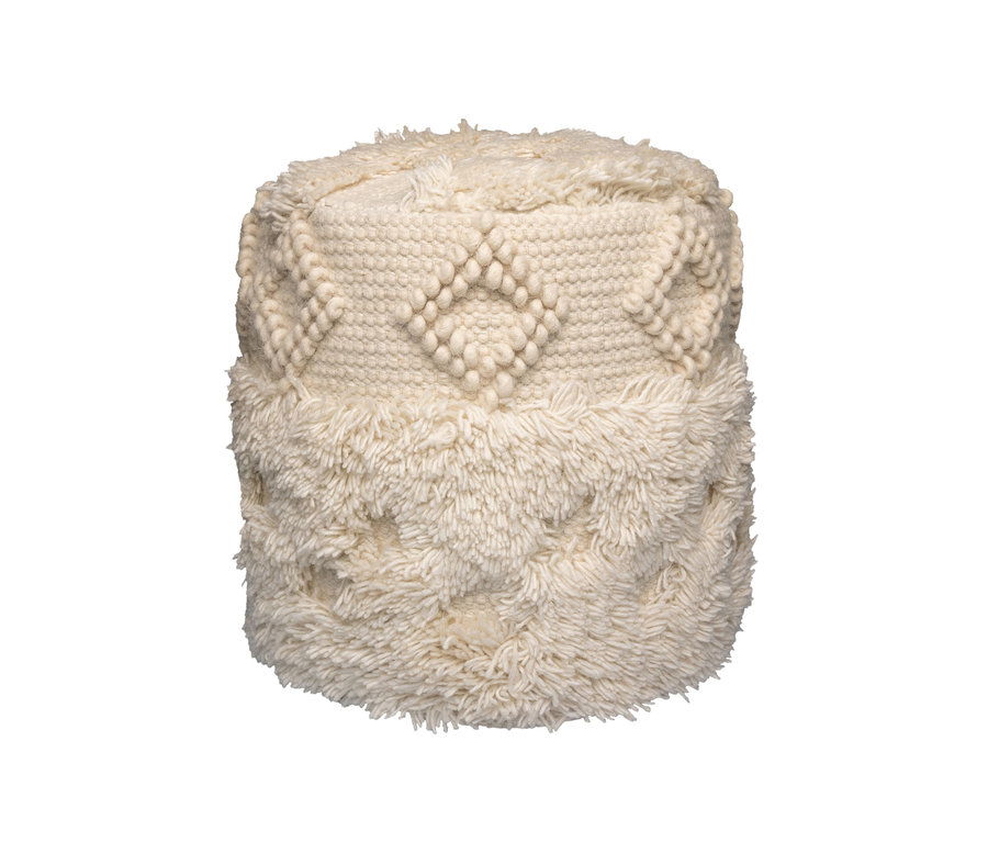Ein cremefarbener Kayoom Pouf »Bohist« mit Textur.