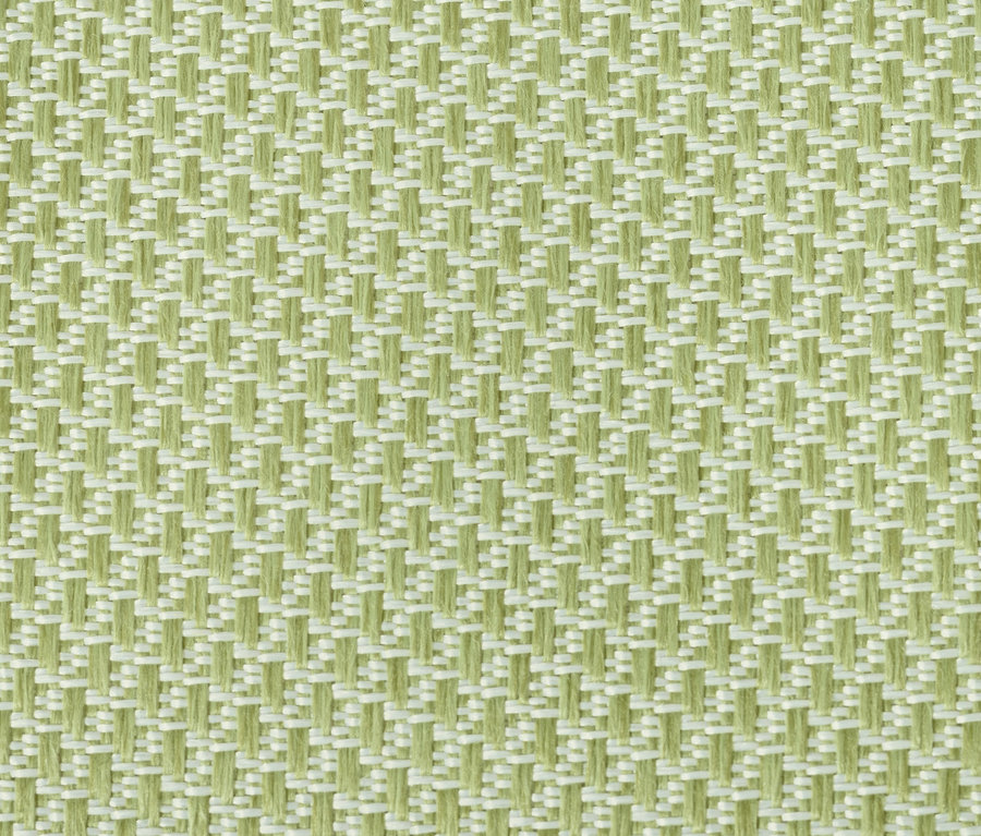 Nahaufnahme von zwei grünen und weißen Outdoor-Kissen mit Textur.