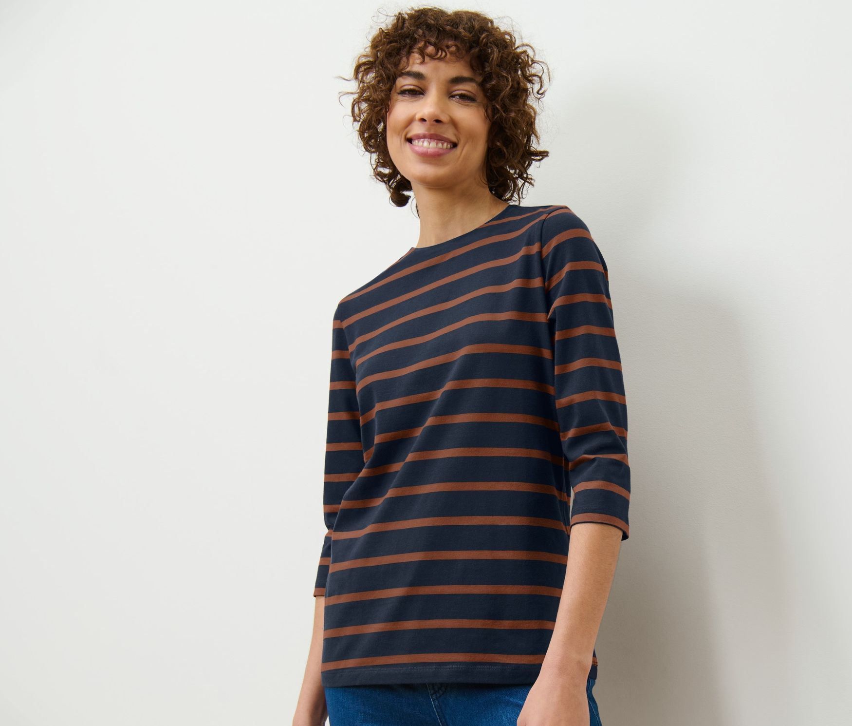 Thumbnail - Tchibo - Shirt mit 3/4-Arm - Damen - Gr. M - dunkelblau/gestreift