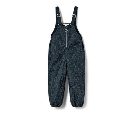 Dunkelblaue Kinder Thermo-Regenhose mit reflektierenden Elementen.