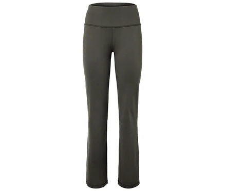 Eine graue Yoga-Hose mit hohem Bund.