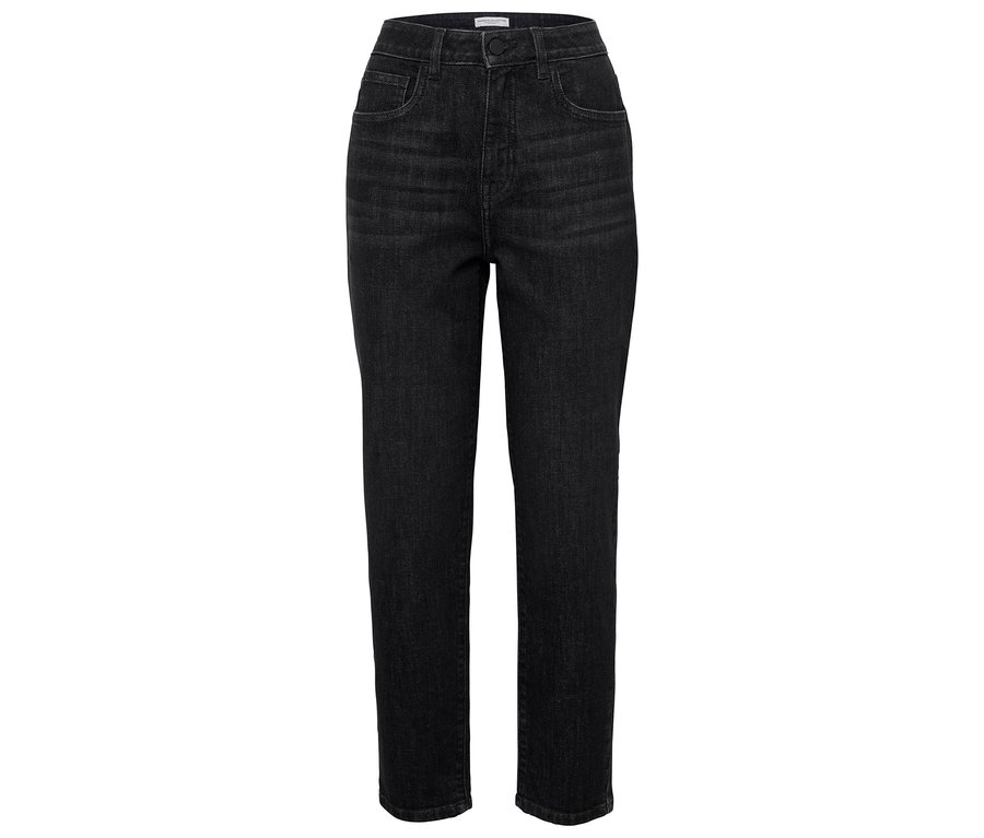 Schwarze High-Waist-Jeans.