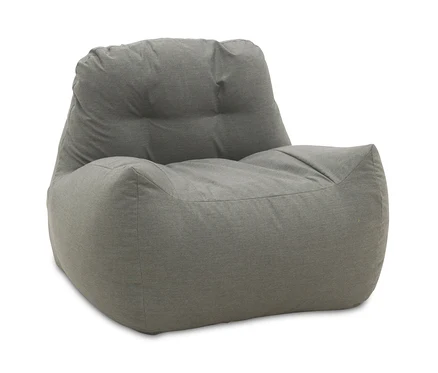 Grauer DOMO collection Loungesessel mit Sunbrella®-Stoff, Flanelle auf weißem Hintergrund.