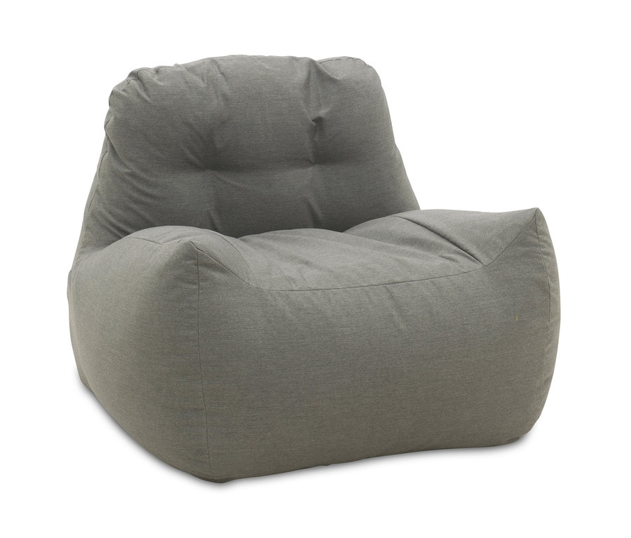 Grauer DOMO collection Loungesessel mit Sunbrella®-Stoff, Flanelle auf weißem Hintergrund.