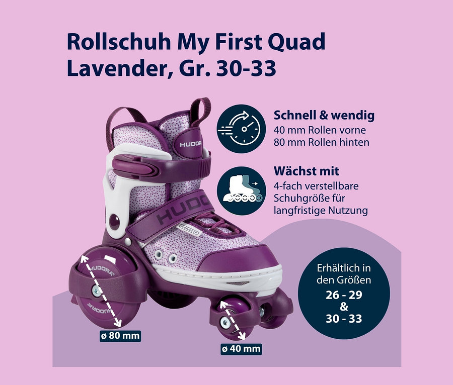 Lila HUDORA Rollschuhe »My First Quad« in Größe 30–33.