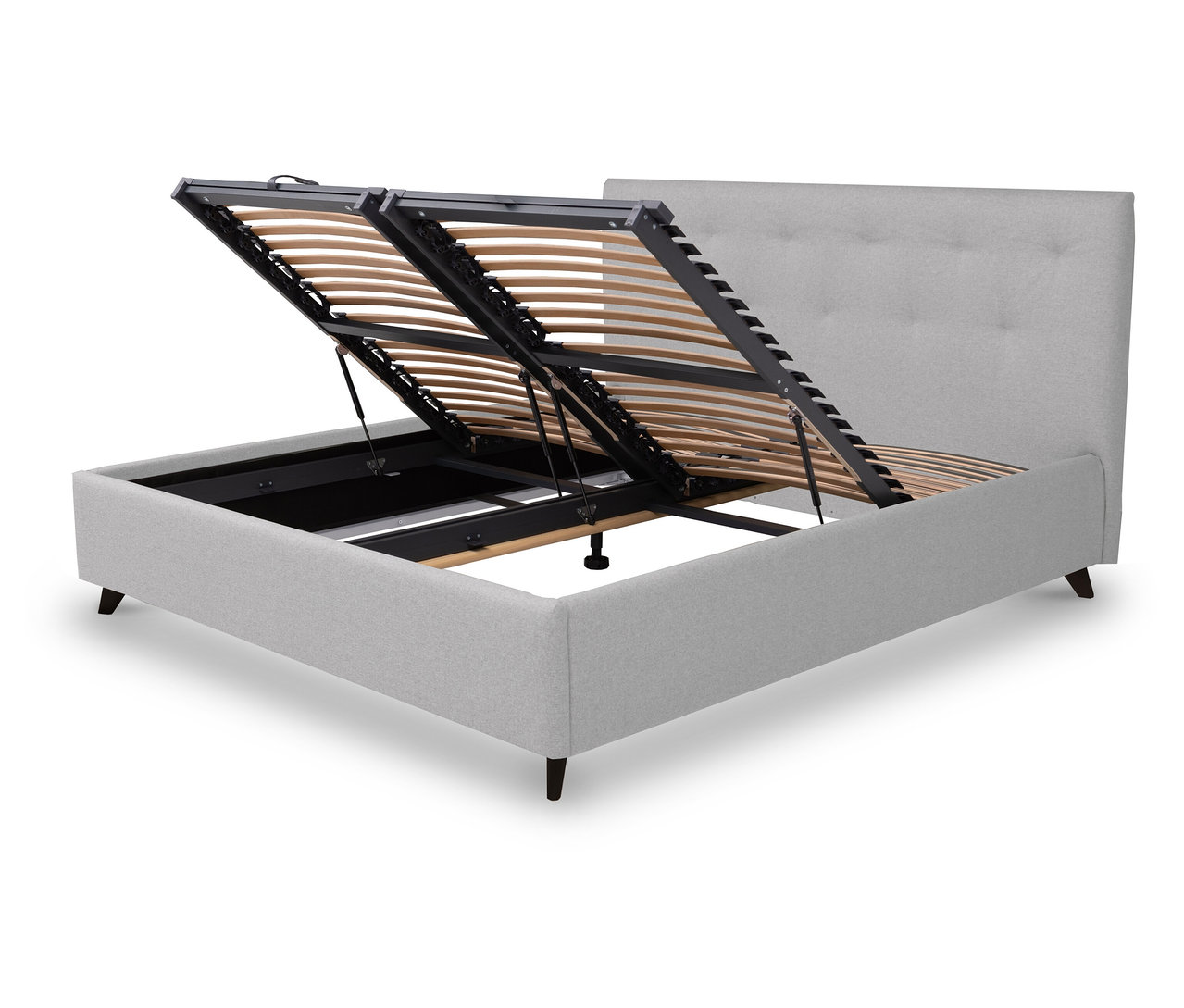 Geöffnetes TEMPUR FORM™ Bett DOTS, 180 x 200 cm, mit Stauraum.