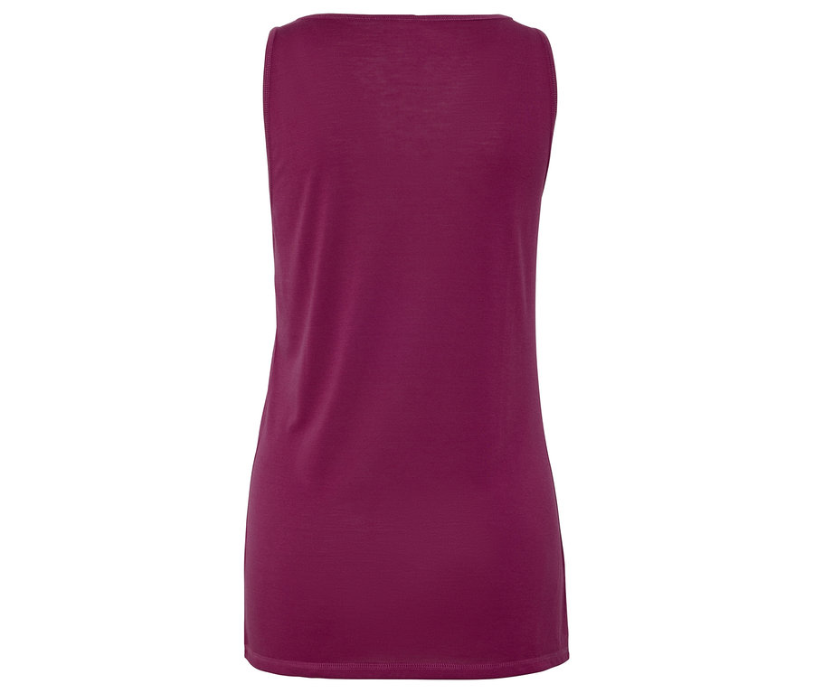 Detailansicht eines violetten Tanktops.