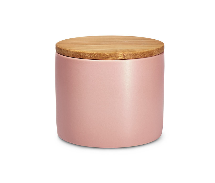 Dekorative Aufbewahrungsdose mit Holzdeckel.