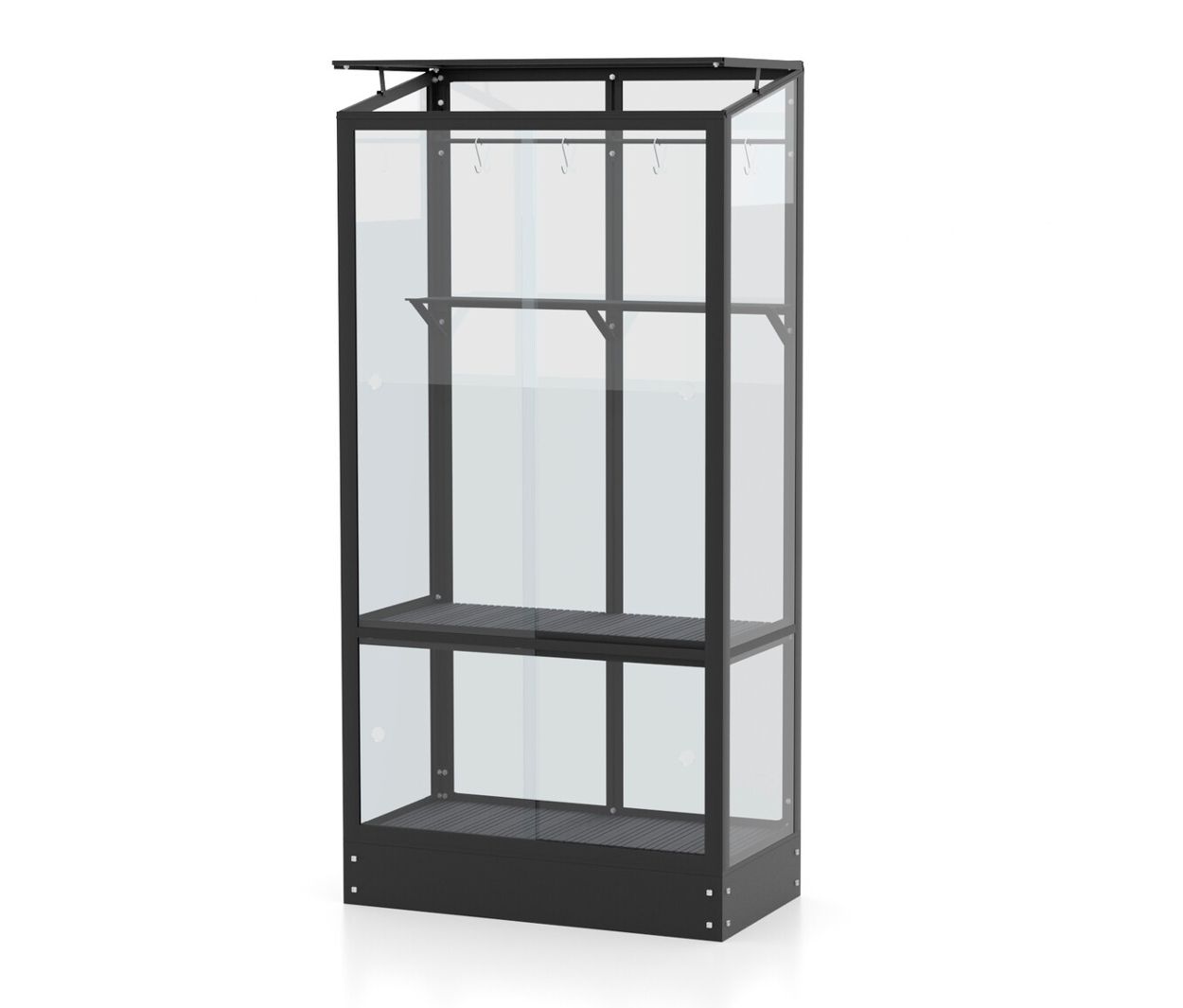 Vitavia Balkongewächshaus mit Standfundament - 81x43x165cm - schwarz - Aluminium / Stahl / Glas