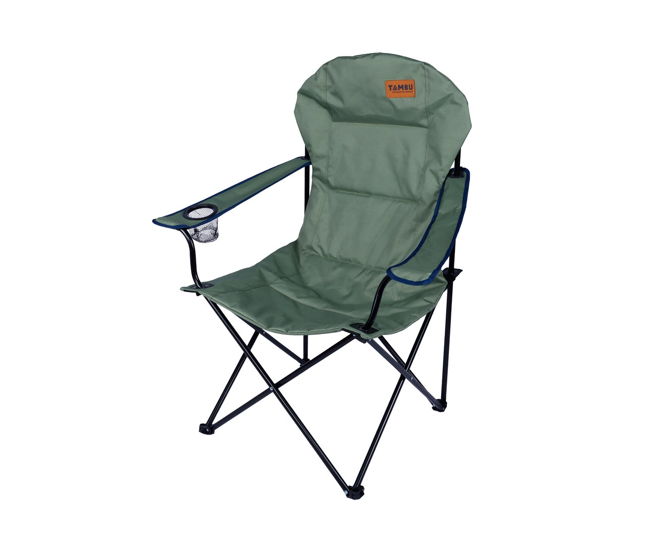 Grüner Tambu Camping-Faltstuhl »BENGALA« mit Getränkehalter.
