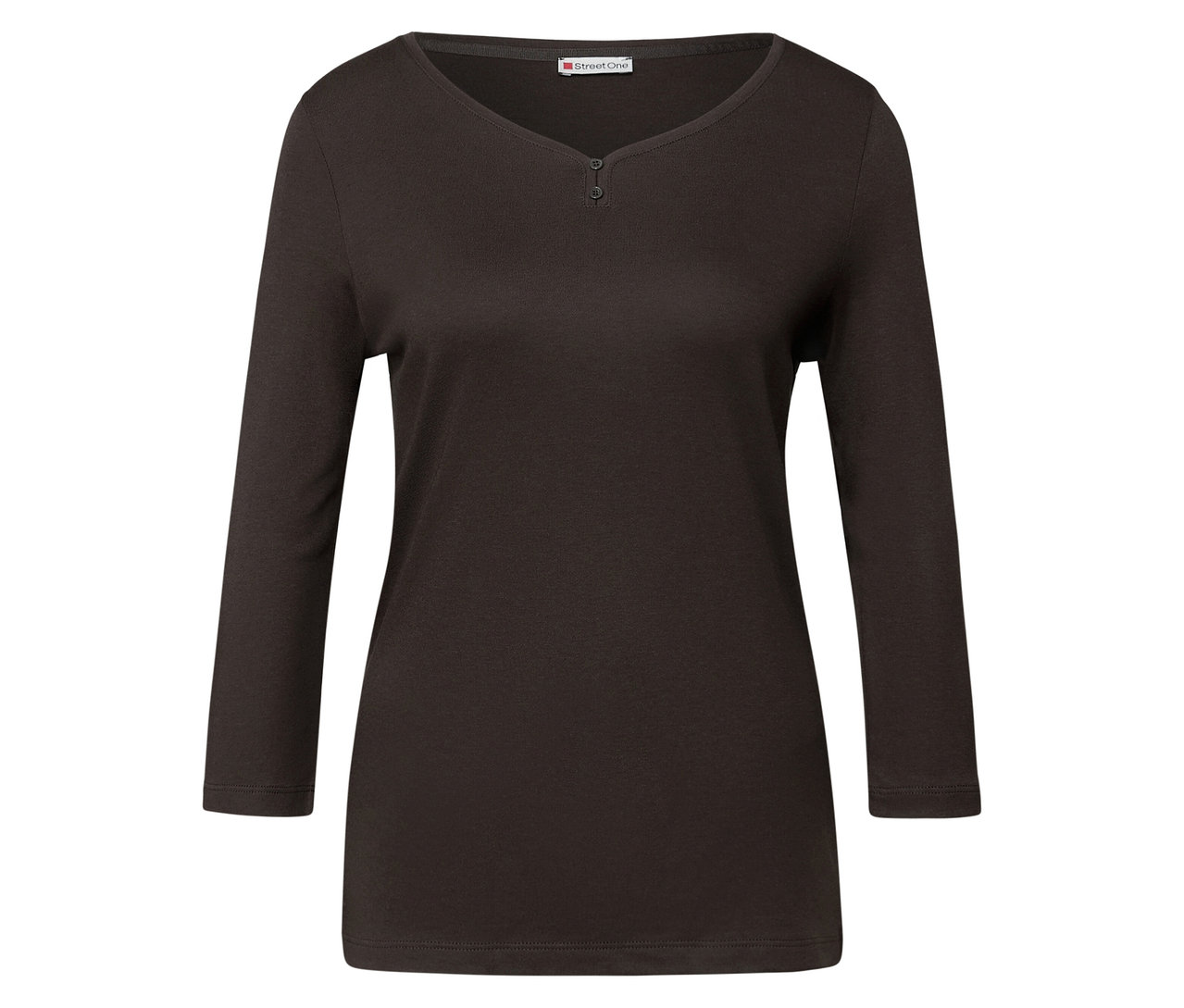 Braunes Street One 3/4-Shirt mit Knopfdetail.