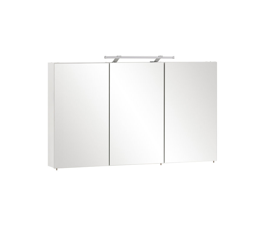 Weißer Spiegelschrank »Dorina« mit drei Spiegeltüren und integrierter Beleuchtung, 120 cm breit.