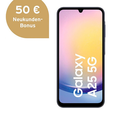 Samsung Galaxy A25 5G 128GB in Blau-Schwarz.