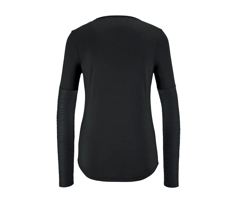 Schwarzes Funktionsshirt mit langen Ärmeln.