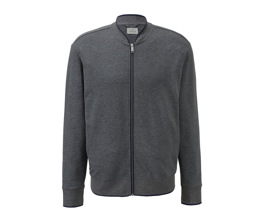 Graue Homewear-Anzug Jacke mit Reißverschluss.