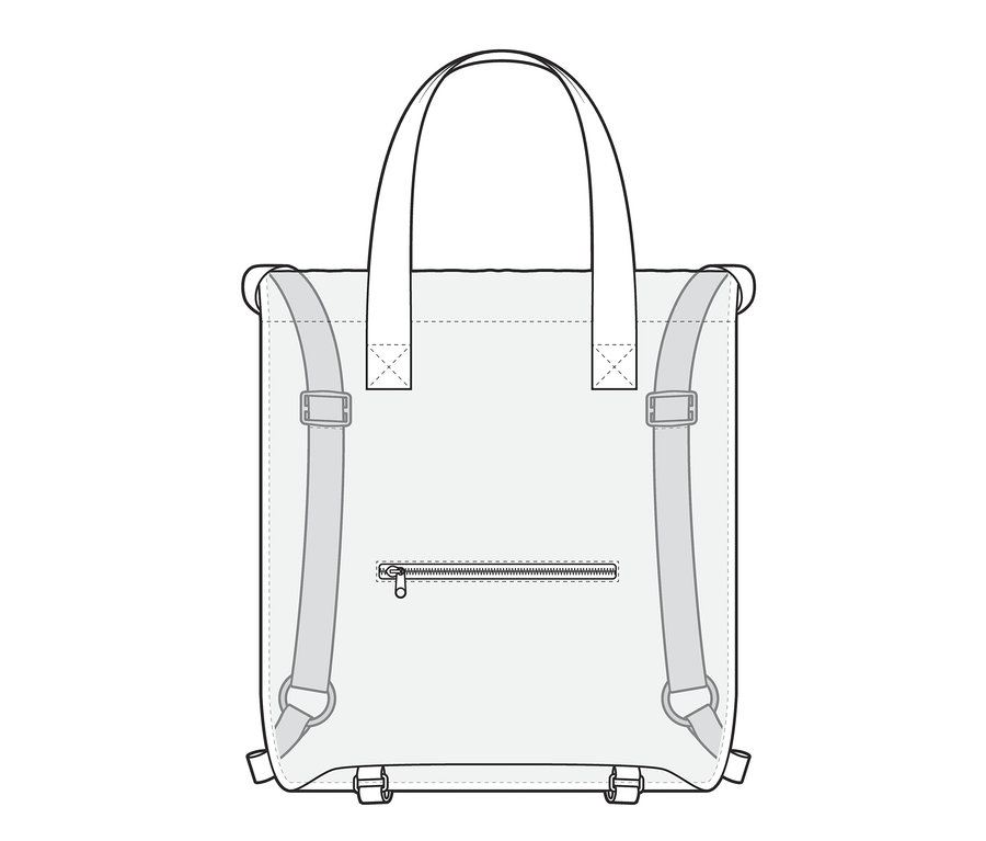 Abbildung eines 2-in-1: Rucksack und Shopper.
