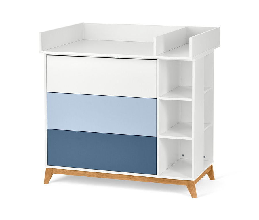 Blaue Wickelkommode.