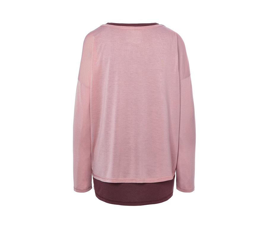 Rosa 2-in-1-Sportshirt mit langen Ärmeln von hinten.