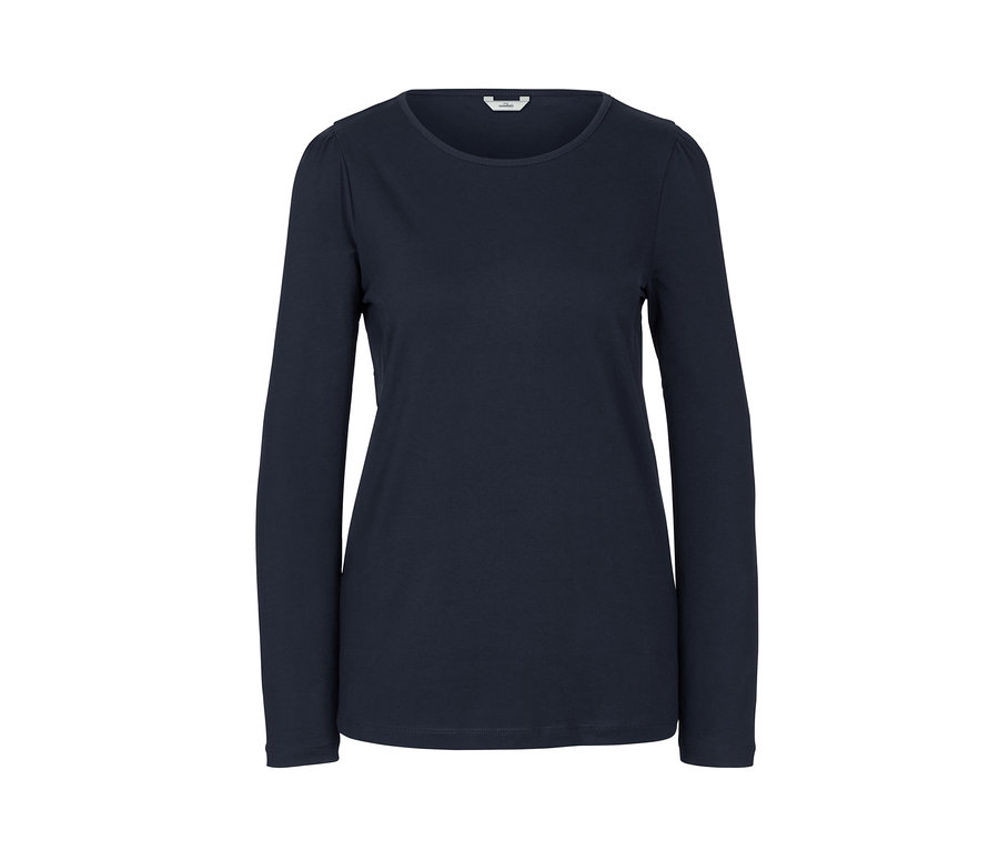 Marineblaues Langarmshirt.