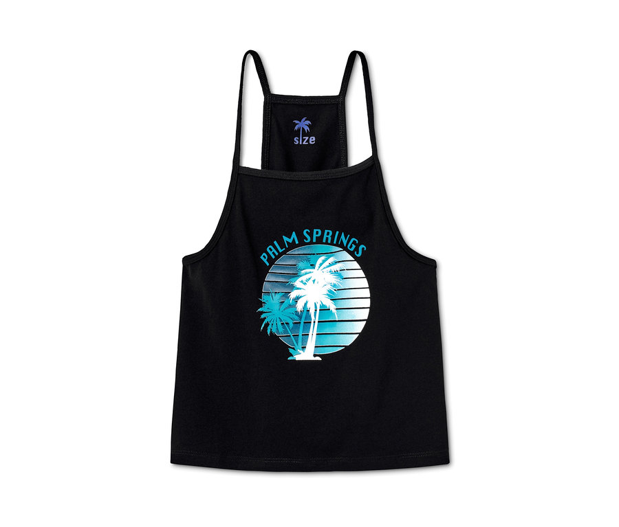 Schwarzes Top mit Palm Springs Aufdruck, 3 Tops