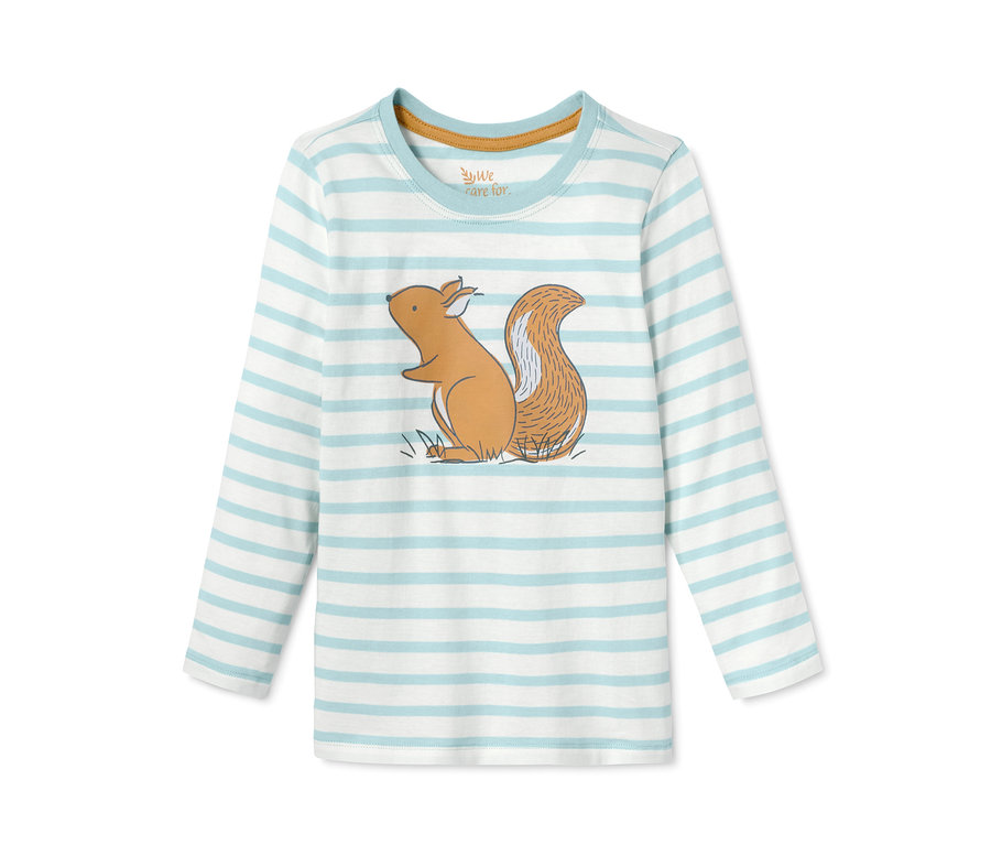 Gestreiftes Langarmshirt mit Eichhörnchenmotiv. 2 Jersey-Langarmshirts.