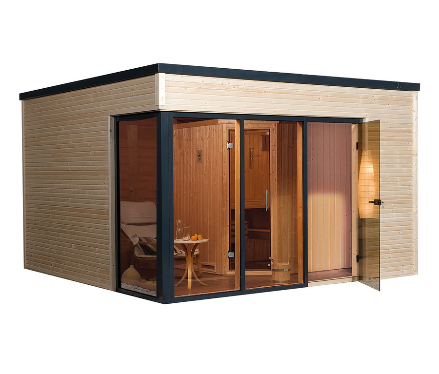 WEKA-Design-Saunahaus »Cubilis« mit Ofen-Set BioS und OS.