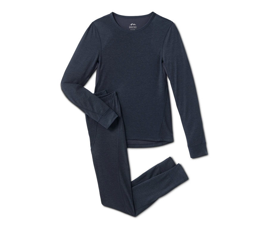 Blaue melierte Thermo-Funktionswäsche.
