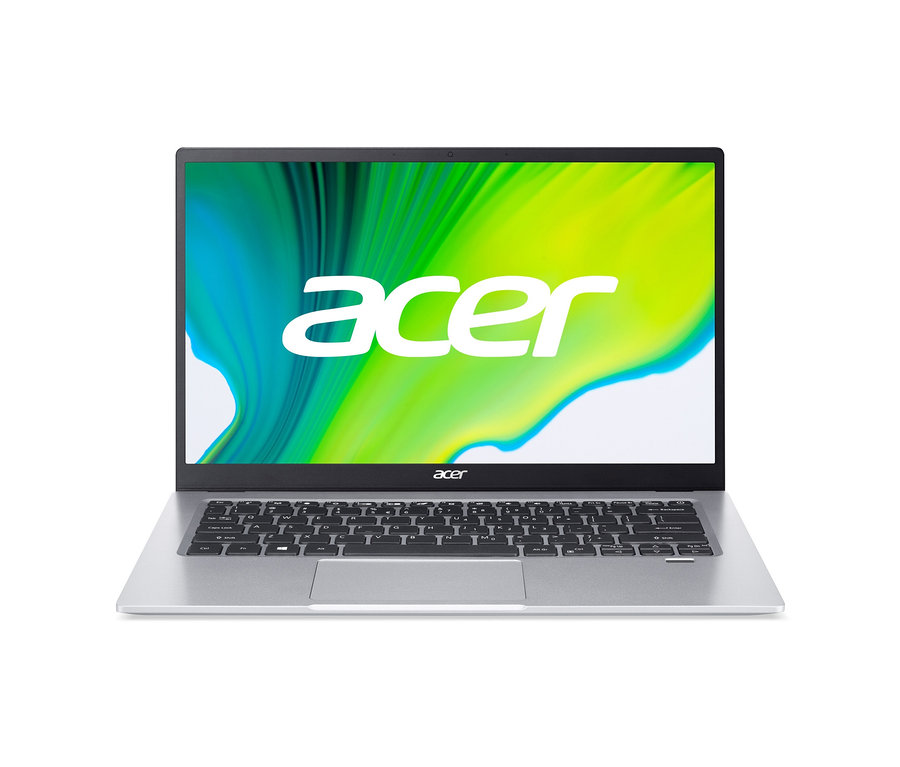 Silberfarbenes Acer Swift 1 Notebook »SF114-34« mit Acer Logo auf dem Display.