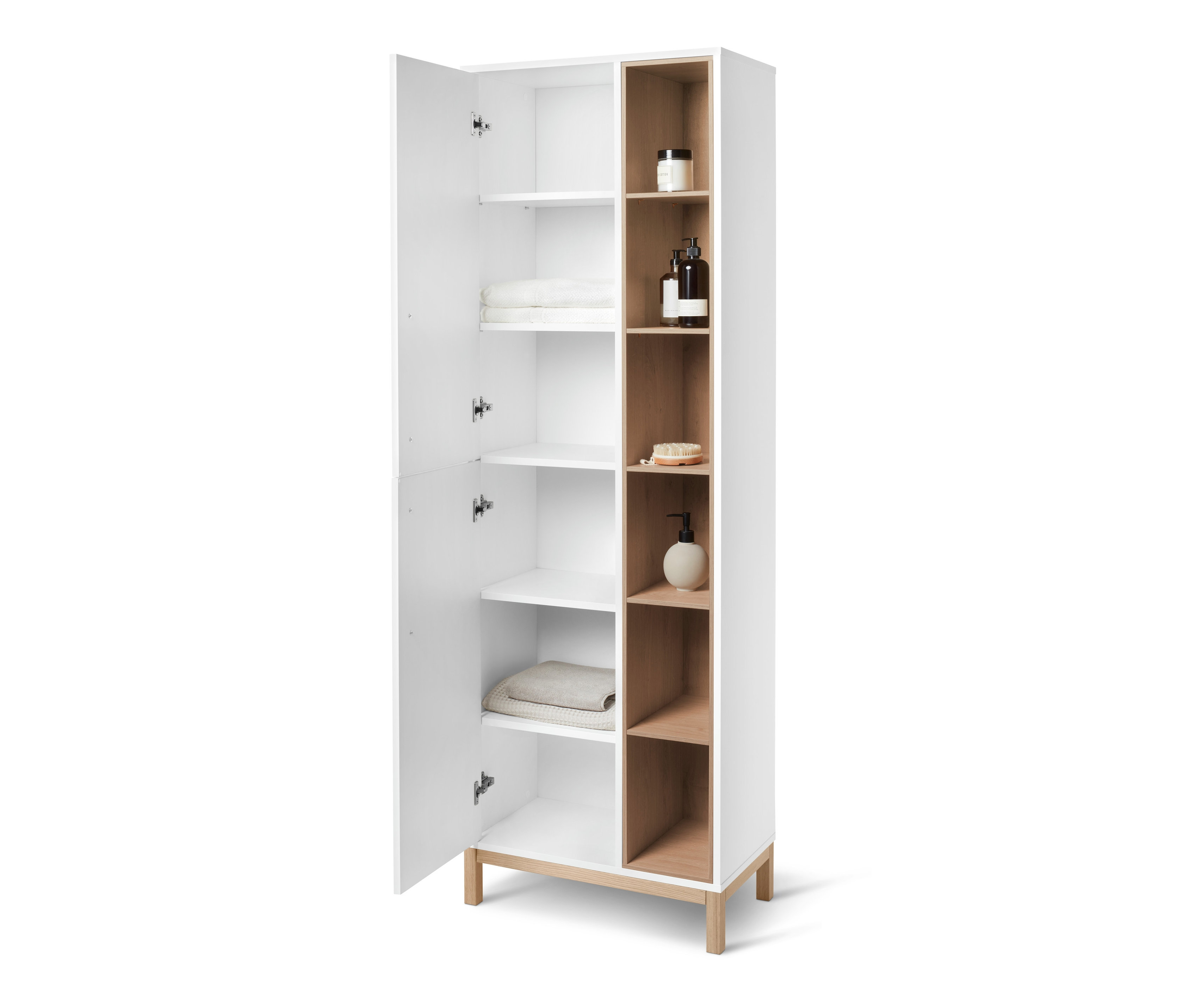 Thumbnail - Tchibo - Bad-Hochschrank »Eklund« mit Seitenfach - 62,5x35x190cm - braun - Holz / Eichenholz