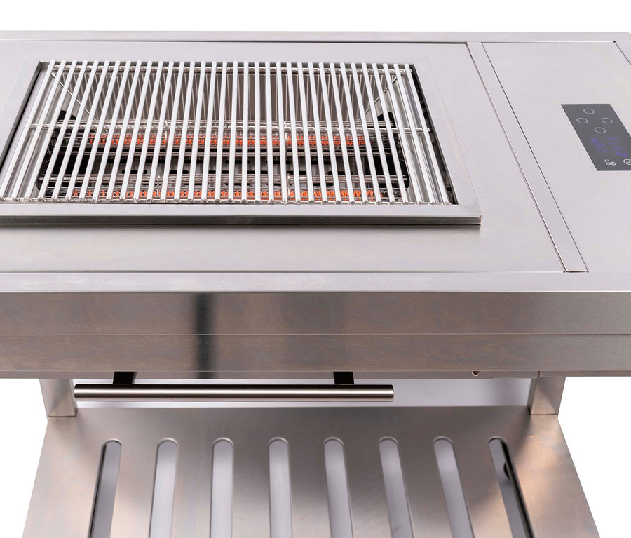 Detailansicht des SUMM elektrischen Infrarot-Grills »CAVAS« mit Edelstahlrost.