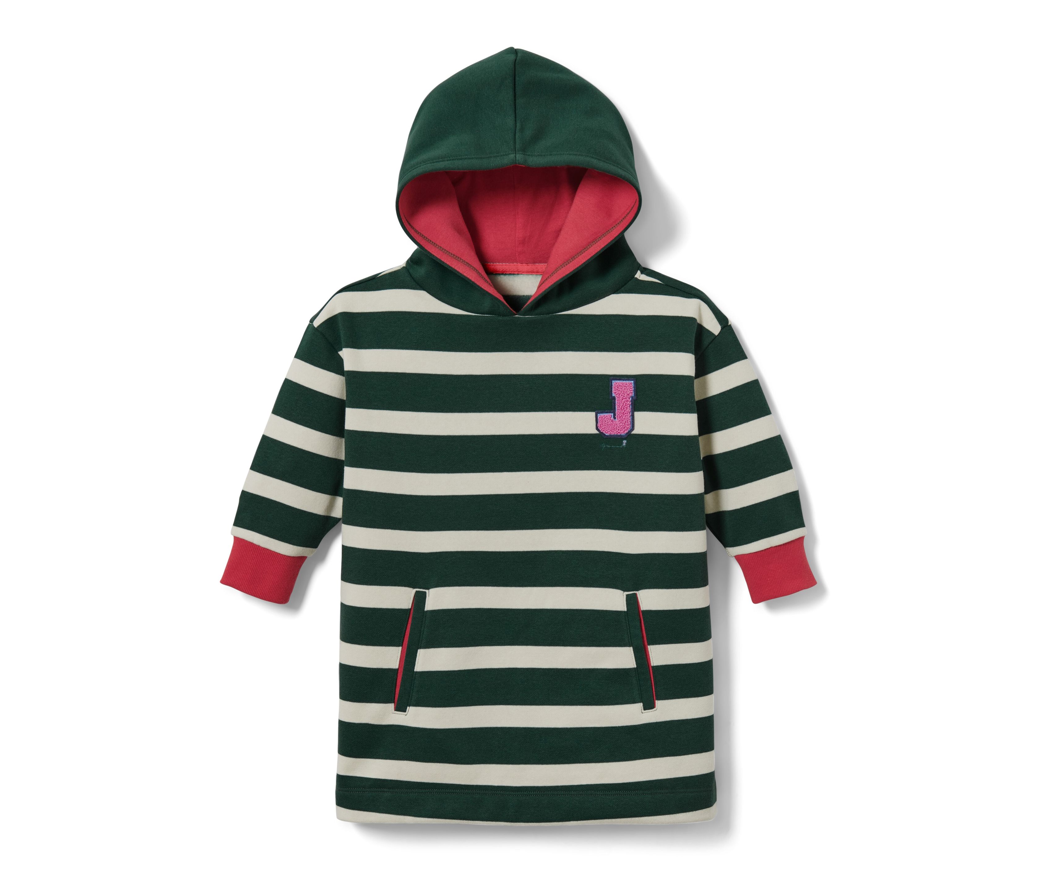 Tchibo - Longsweater mit Kapuze - Mädchen - Gr. 122/128 - weiß/gestreift