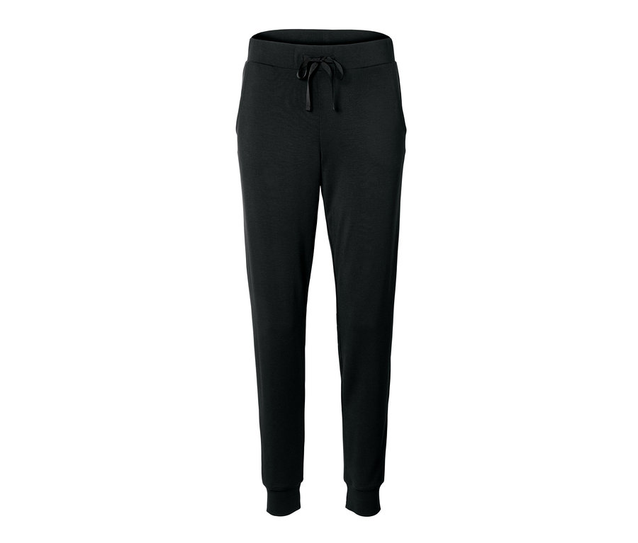 Schwarze Hausanzug-Hose mit Kordelzug in der Taille.