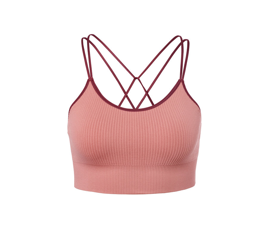 Detailaufnahme eines rosafarbenen Seamless-Sport-Bustiers.