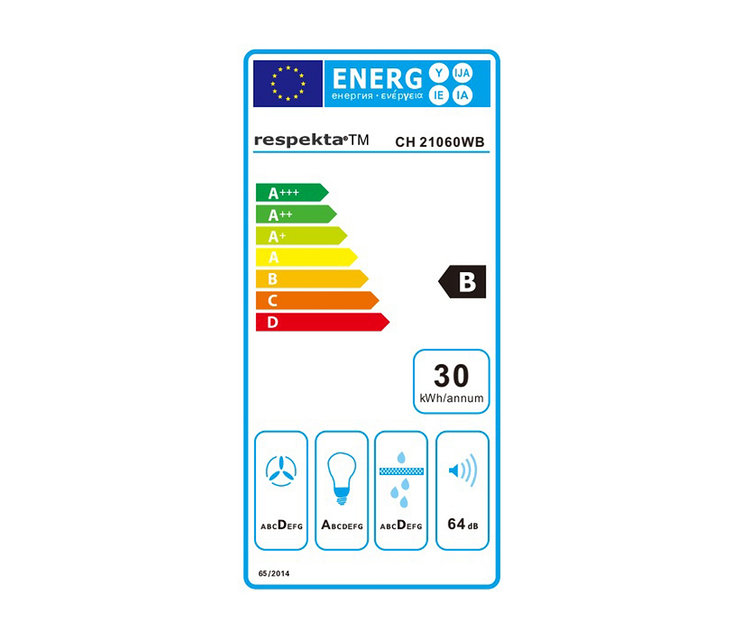 Energielabel eines Geräts mit Energieeffizienzklassen von A+++ bis D.