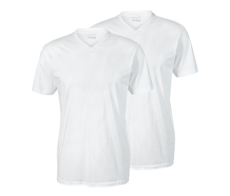 Zwei weiße T-Shirts mit V-Ausschnitt im Set.
