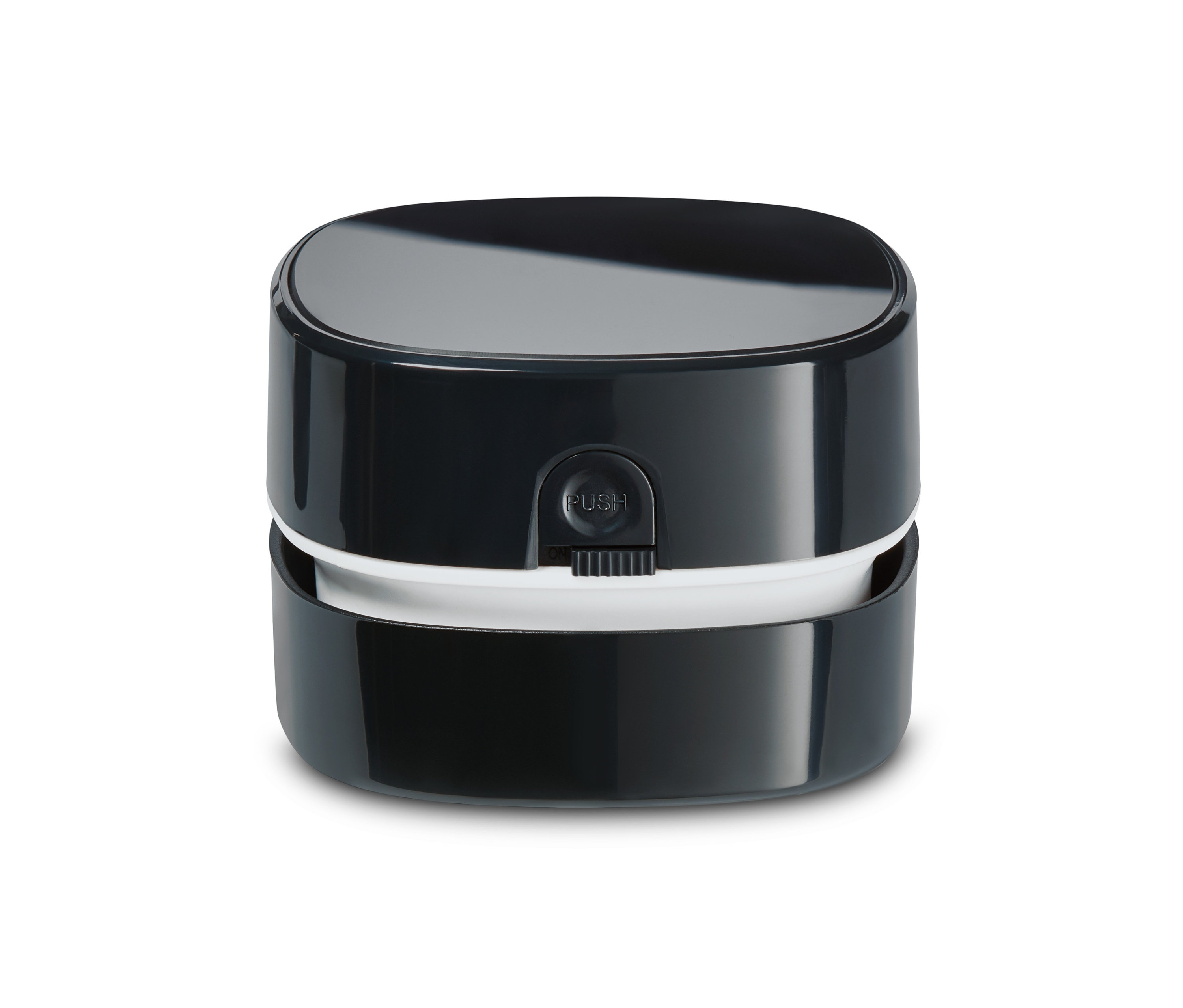 Ein Mini-Tischstaubsauger in Schwarz.