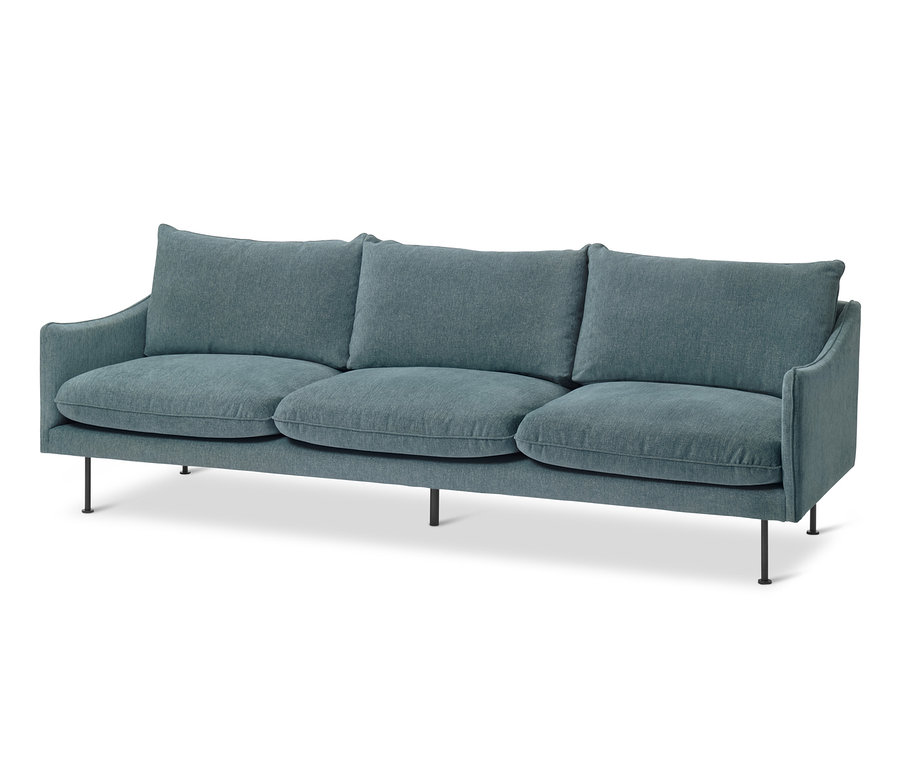 Blaues 3-Sitzer-Sofa.