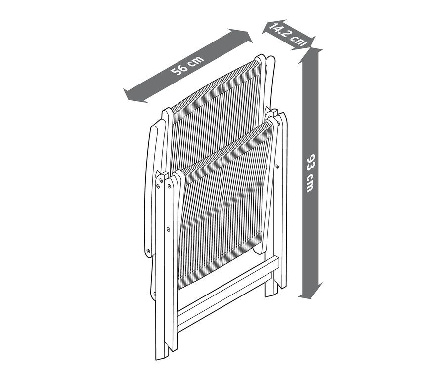 Zusammengeklappter Hochlehner »Lenja« mit verstellbarer Rückenlehne.