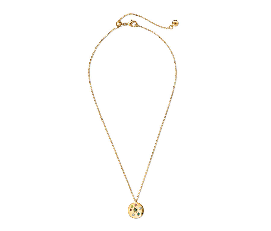 Goldene Kette mit rundem Multicolor-Anhänger.