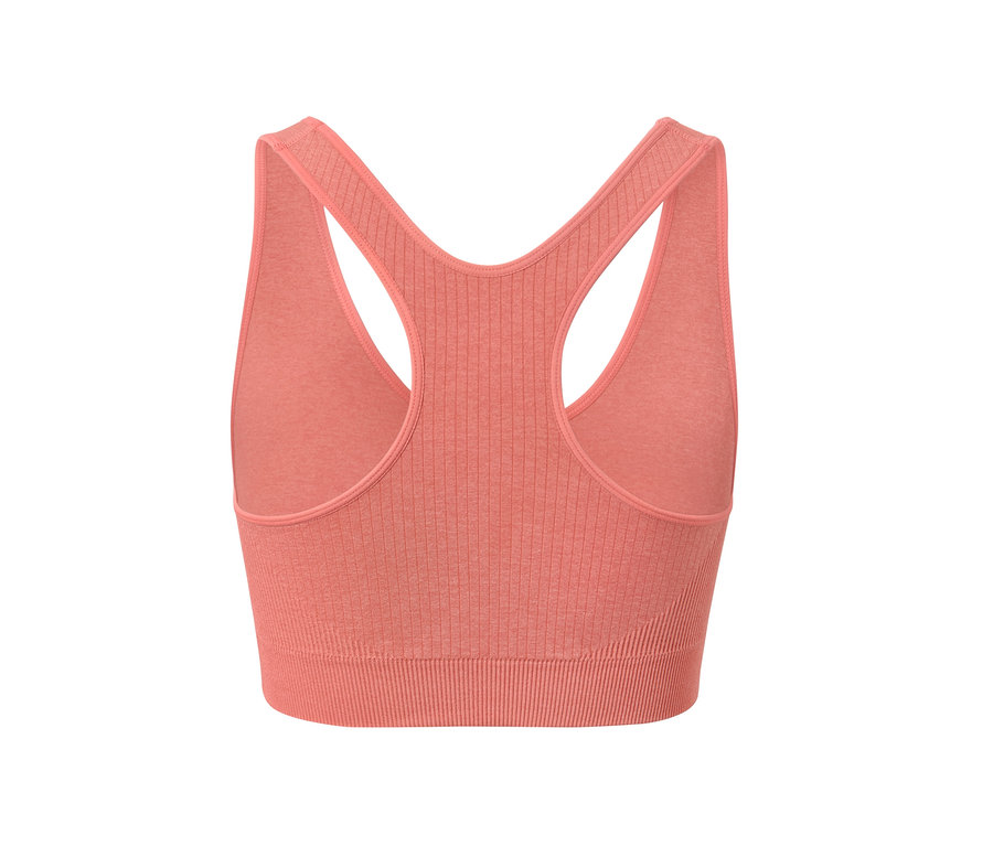 Detailansicht von hinten auf ein Seamless-Sport-Bustier in Altrosa.
