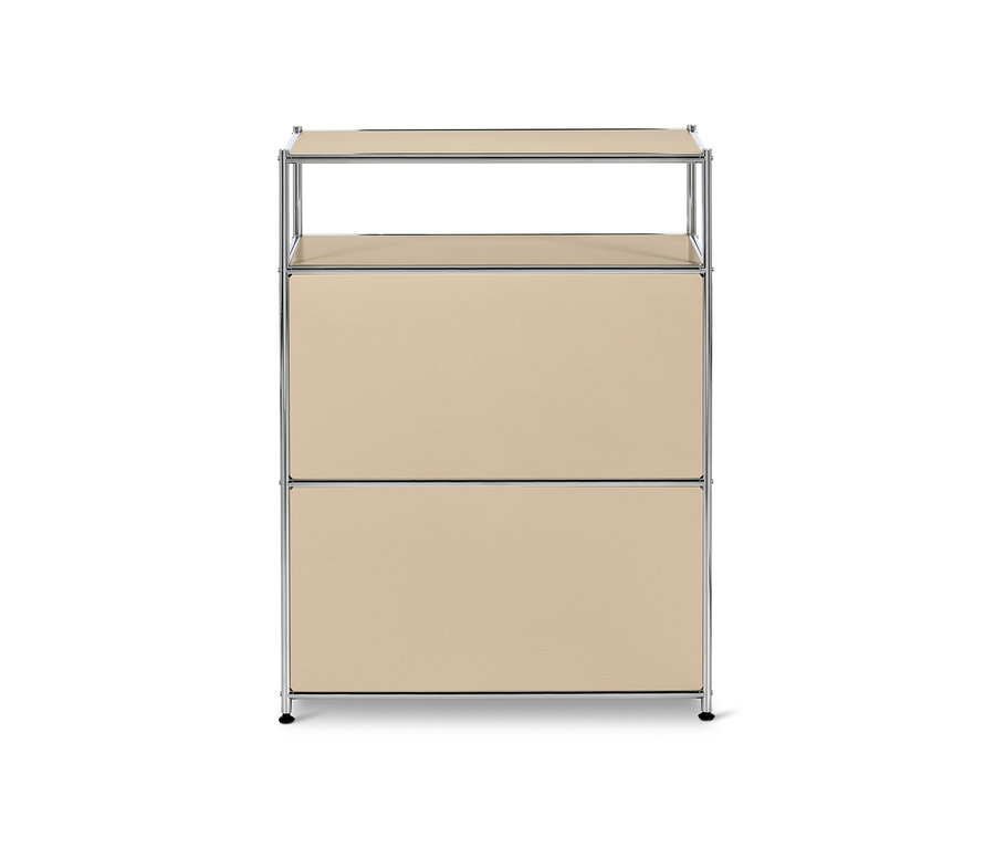 Beige Kommode Metall »CN3« mit 2 Schubladen.