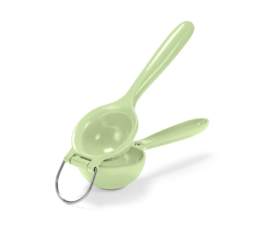 Eine hellgrüne Zitruspresse.