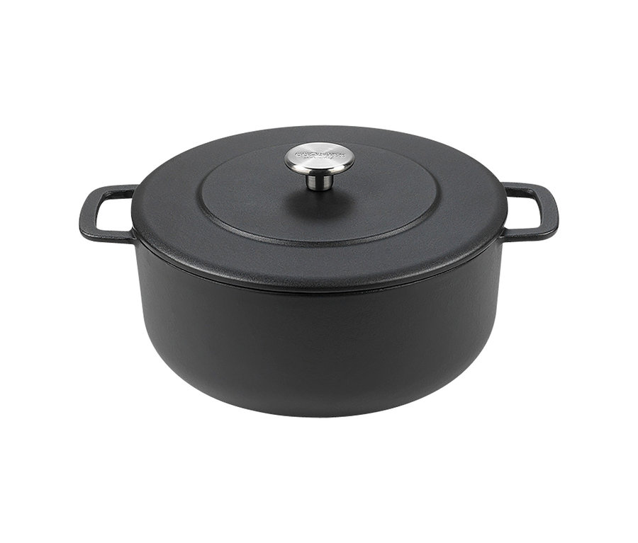 Schwarzer COMBEKK Gusseisen-Bräter »Sous-Chef« mit Deckel, Ø ca. 24 cm.