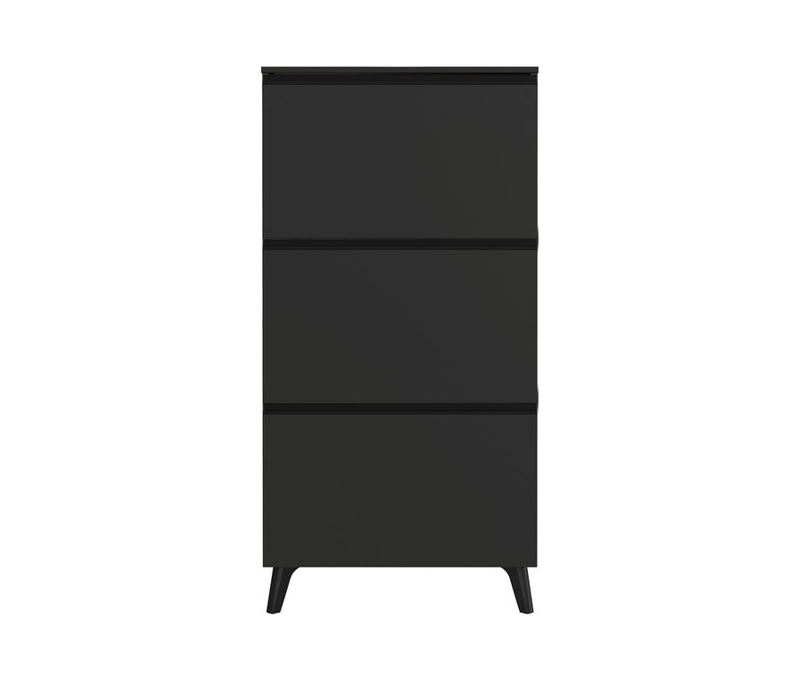 Ein graphitfarbener Schuhschrank »Kipper« mit drei Kippfächern.